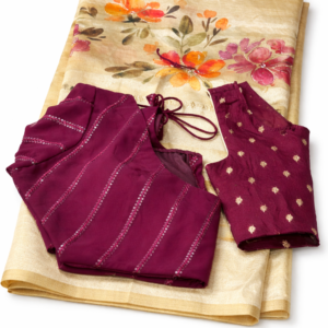 Golden Organza Saree with Floral Handwork