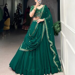 Bottle Green Georgette Lehenga Set