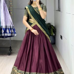 Dhavani-Deep Burgundy & Bottle Green