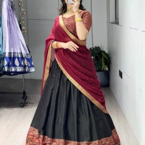 Dark Red and Black Dhavani Set