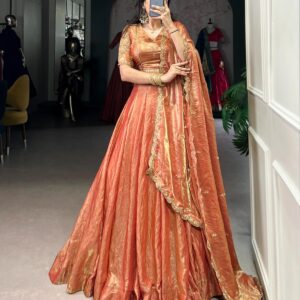 Peach Dhavani Set