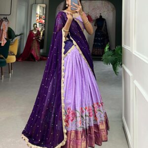 Dark Purple and Lavender Dhavani Set