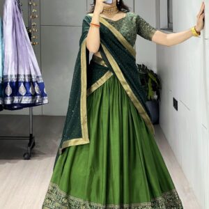 Dhavani Set – Tropical Green & Bottle Green