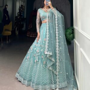Aqua Blue Dhavani Set