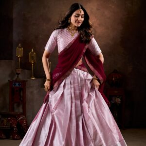 Baby Pink Jacquard Lehenga Set