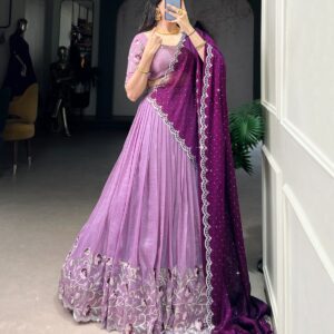 Grape Purple and Liliac Dhavani Set